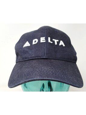 VTG Delta Airlines Navy Blue Embroidered Baseball Cap Adj Strapback Hat #D-7